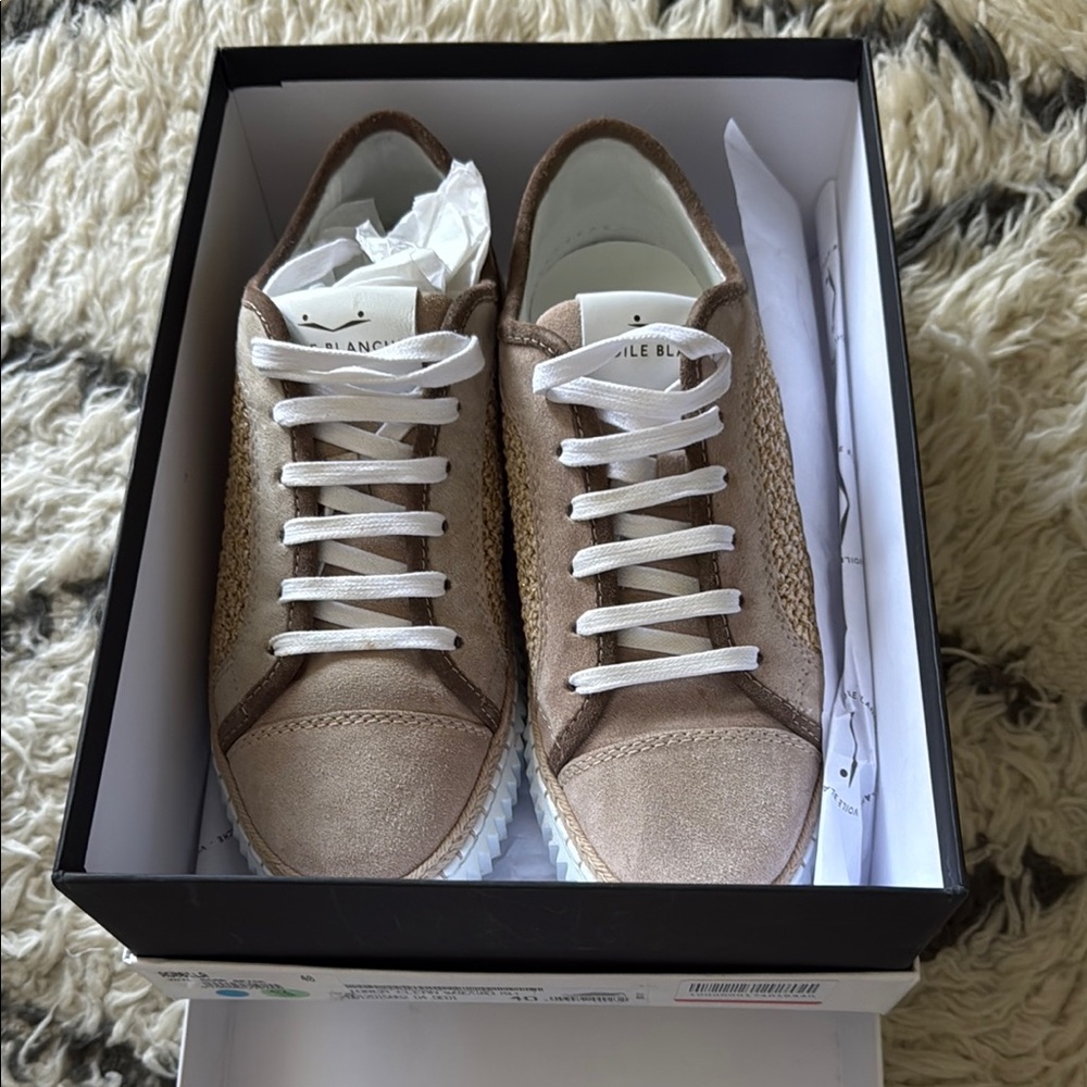 Voile Blanche Cream and Brown Sneakers Suede Low-Top - Picture 1 of 7
